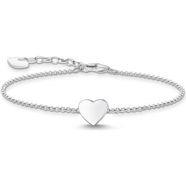 THOMAS SABO Silver Polished Heart Paw Print Engraving Bracelet For Women - silver