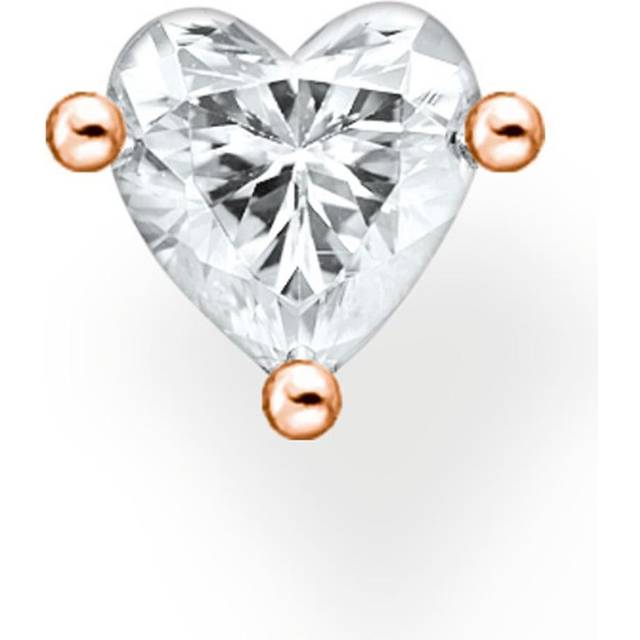Thomas Sabo Single ear stud heart rose gold white H2234-416-14 - ros&#xE9; gold-coloured/white - one size