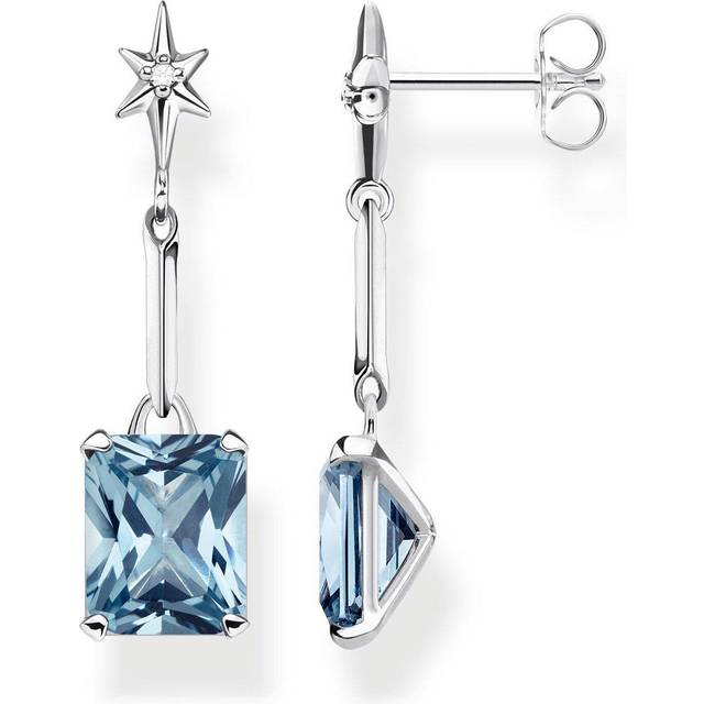 Thomas Sabo Earrings with aquamarine-coloured stone and star silver blue H2115-644-1 - blue/silver-coloured/white - one size