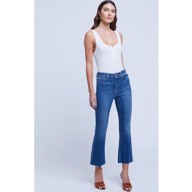 Kendra High-Rise Crop Flare Jeans - BLACK - 24