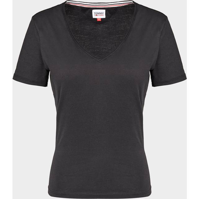 Tommy Jeans Tjw Slim Jersey V-ringad T-shirt för kvinnor, Vitt, XS