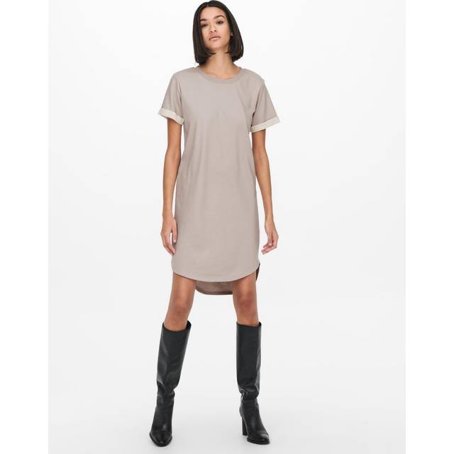 Short Sleeve T-Shirt Dress - Ecru - XL