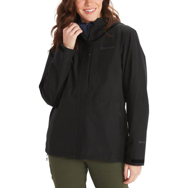 Marmot Kvinnor Wm's Minimalist Jacket, Vattentät Gore-Tex regnjacka, andningsaktiv regnjacka med huva, lätt Hardshell Windbreaker för vandring och cykling, Black, XS