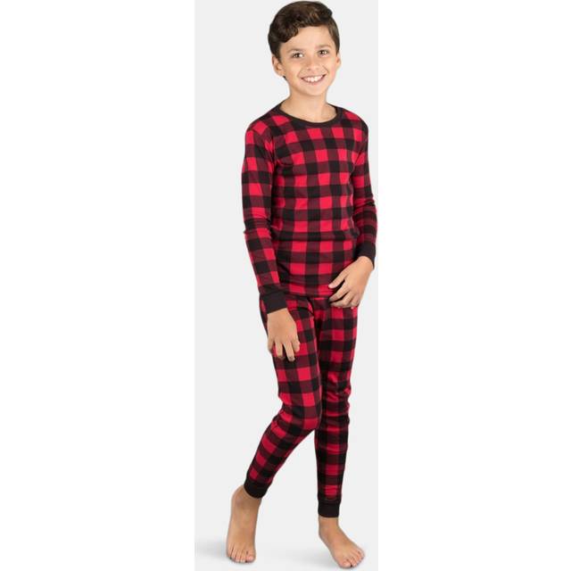 Leveret Kids & Toddler Boys Pajamas Christmas 2 Piece Pjs Set 100% Cotton (Size 18-24 Months  Red Top & Striped)