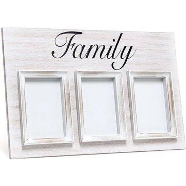 Elegant Designs HG2002-WFM Rustic Farmhouse 3 Photo Collage Wood 4x6 Picture Frame, White Wash Family