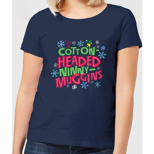 Elf Cotton-Headed Ninny-Muggins Women's Christmas T-Shirt - Navy - XL