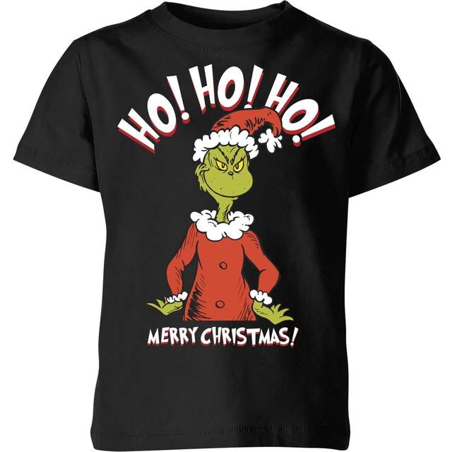 The Grinch Ho Ho Ho Smile Kids Christmas T-Shirt - Black - 9-10 Years