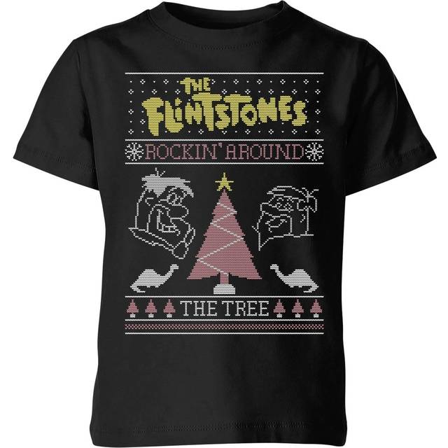 Flintstones Rockin Around The Tree Kids' Christmas T-Shirt - Black - 3-4 Years