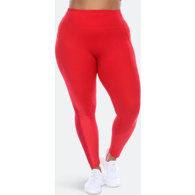 White Mark PS580-02-1X Women Plus Size High-Waist Mesh Fitness Leggings, Blue - 1XL