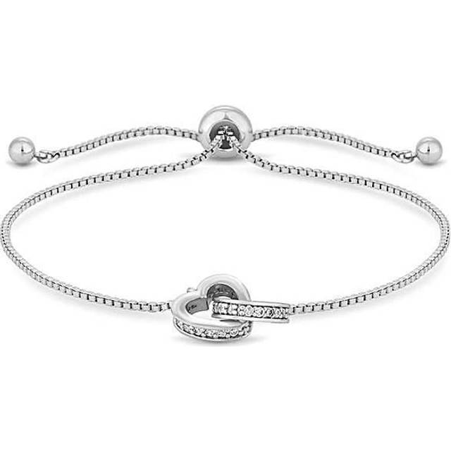 Jon Richard Rhodium Cubic Zirconia Heart Toggle Bracelet In Silver - One Size