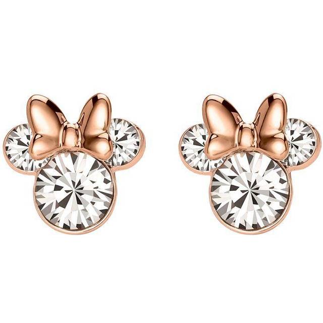 Disney Silver And Rose Plated Minnie Mouse Crystal Stud Earrings - 10mm - F6712