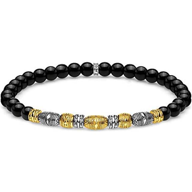 Thomas Sabo Womens Black Lucky Charms 18ct Gold-plated and Sterling-silver Beaded Bracelet L - BLACK