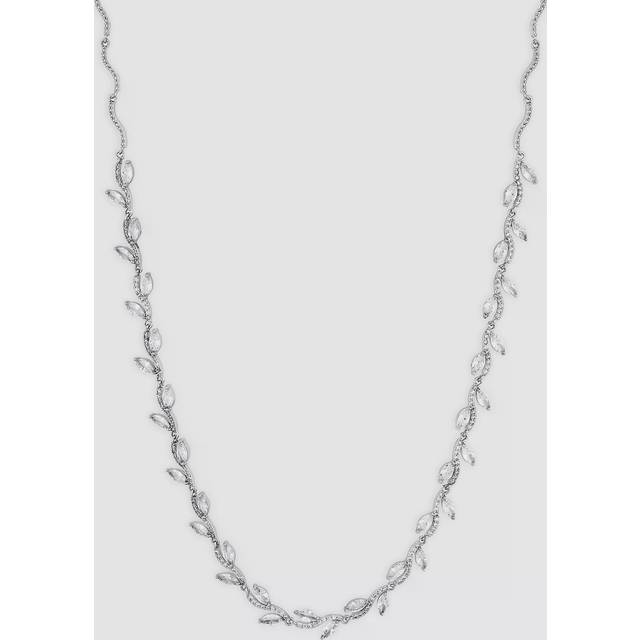 Jon Richard Jon Richard Silver Plated Pave Wave Leaf Collar Necklace
