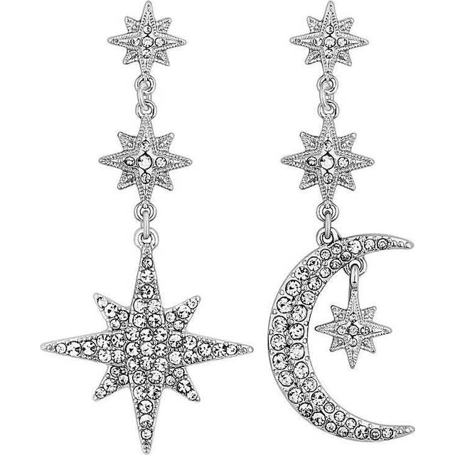 Mood Silver Moon And Star Drop Earrings