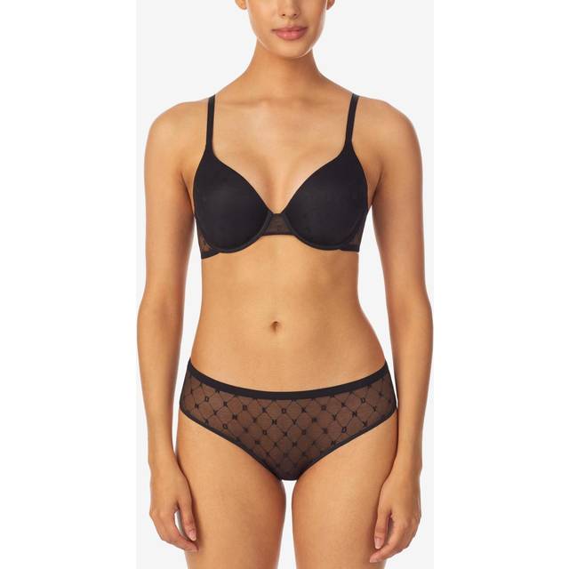 DKNY Underwired Monogram Mesh Full Coverage Bra - Black