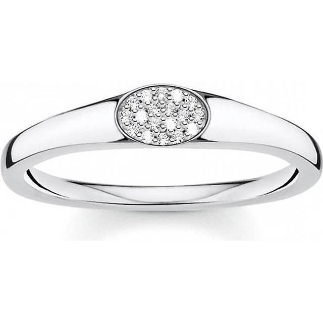 THOMAS SABO Silver Oval Cubic Zirconia Pavé Ring TR2315-051-14-50 - White
