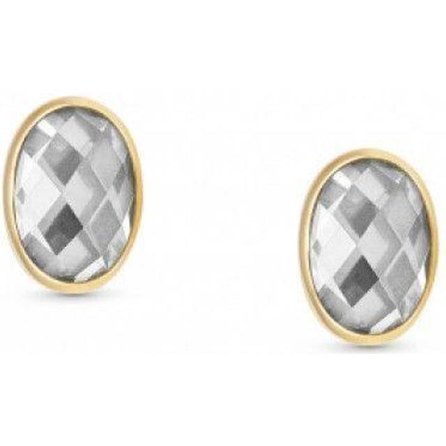 750 Gold Oval Zircons White Earrings 027841/010