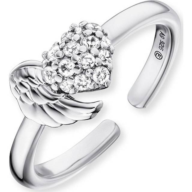 Angel Whisperer Silver Heart Wing Ring ERR-WINGHEART-ZI