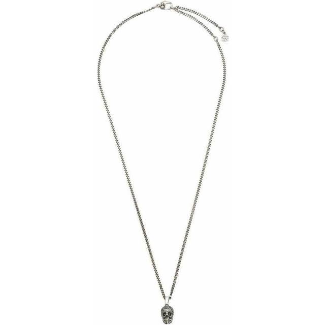 Alexander Mcqueen Mens a Silver/jet Hem Skull Adjustable Brass Pendant Necklace 57-68cm - A Silver/jet Hem