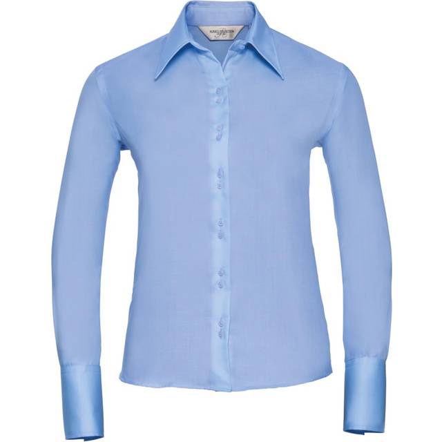 (S, Bright Sky) Russell Collection Ladies/Womens Long Sleeve Ultimate Non-Iron Shirt