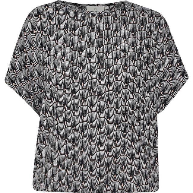 KAFFE Edita Amber Abstract Blouse, Beige/Multi