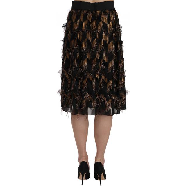 Dolce & Gabbana, Kjol, Dam, M, Metallic Fringe Kjol