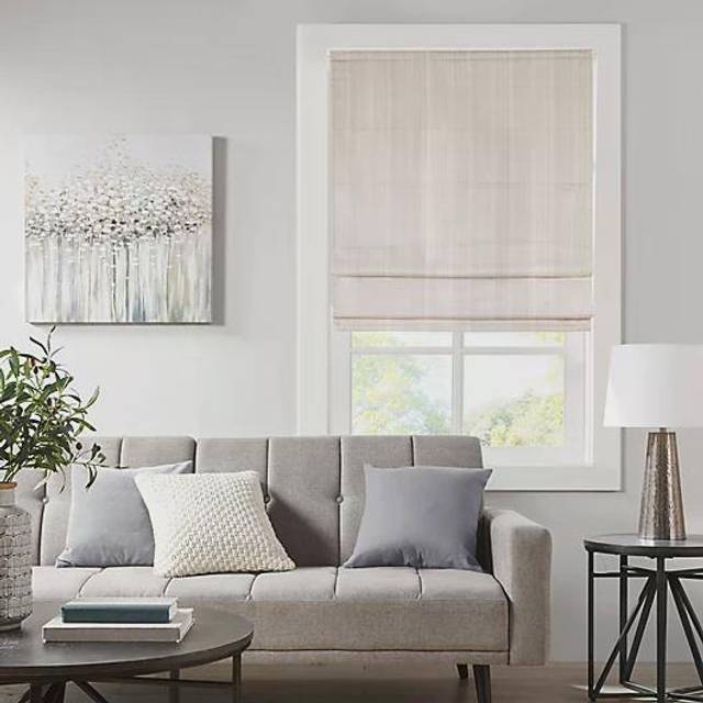 Madison Park Galen sladdlösa romerska nyanser – mörkläggningspanel i tyg, energieffektiv, värmeisolerad persiennbehandling, för sovrum, vardagsrumsdekor, 86 cm x 162 cm, elfenben