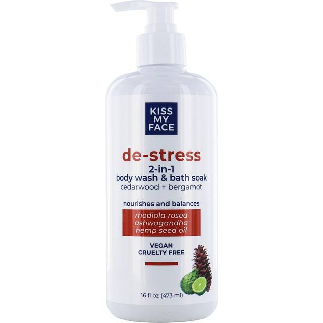 Kiss My Face De-Stress 2-in-1 Body Wash & Bath Soak - Cedarwood + Bergamot 16 fl oz