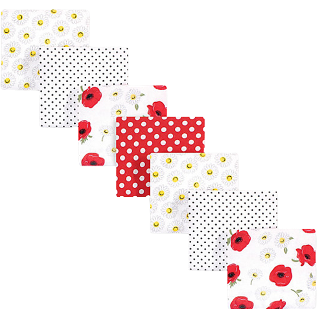 Hudson Baby Unisex Baby Cotton Flannel Receiving Blankets Bundle  Poppy/Daisy  One Size