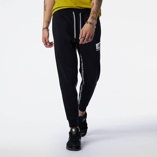 New Balance Stretch Waist Blue Essential ID Mens Fleece Track Pants MP13508 LSB Cotton - Size Large