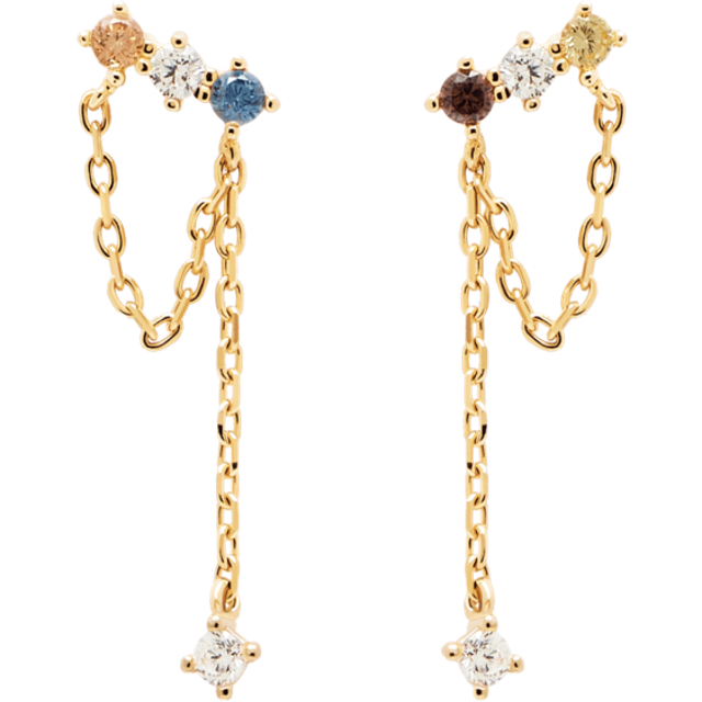 PDPAOLA 18ct Gold Plated Zirconia Stud Earrings