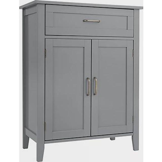 Teamson Home Mercer Wooden Bathroom Floor Storage Cabinet Drawer & Adjustable Shelves - Grey, Grey