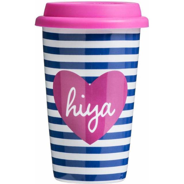 Decorative Design Hiya Travel Mug, Beautiful Design Mug For Journies, Secured Lid Reusable Travel Mug - Multi - One Size
