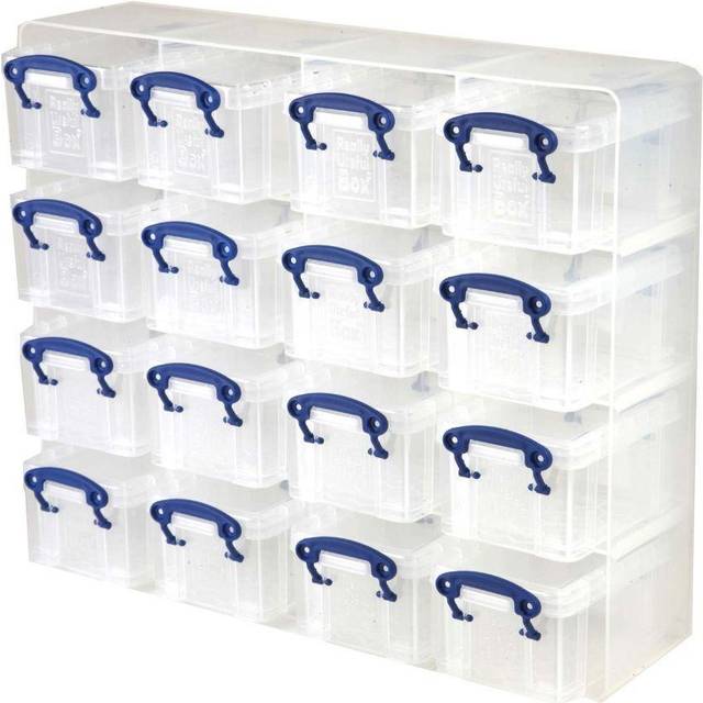 Really Useful Box Storage Organiser 0.3 Litre Pack of 16, Clear