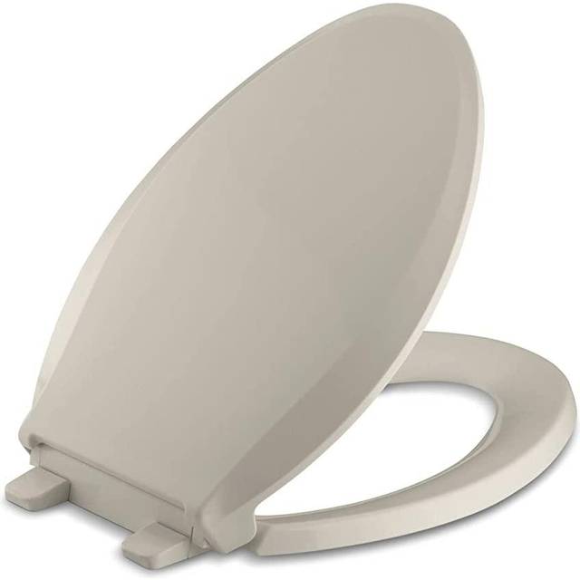 KOHLER K-4636-G9 Cachet Quiet-Close with Grip-Tight Bumpers Elongated Toilet Seat, Sandbar