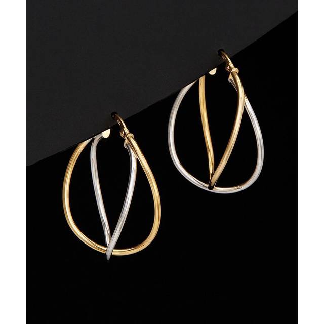14K Two-Tone Italian Gold Hoops
