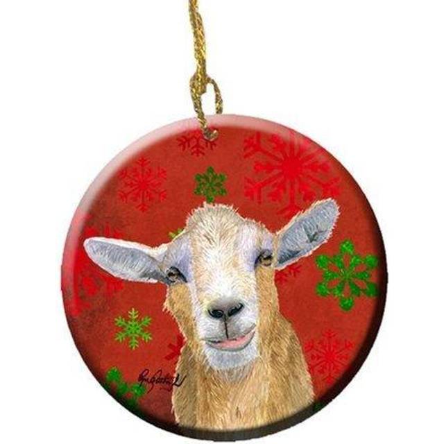 Goat Candy Cane Holiday Christmas Ceramic Ornament RDR3024CO1