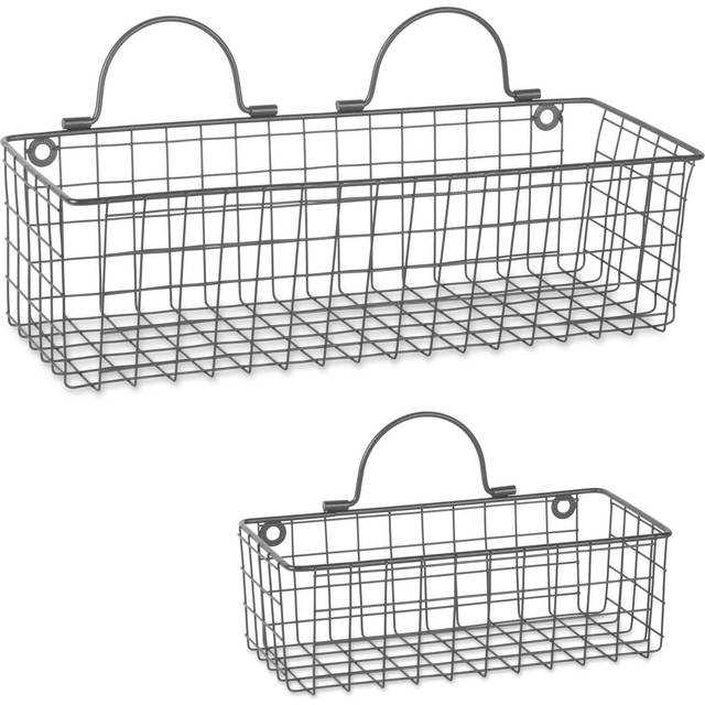 DII Farmhouse Vintage D   cor, Wire Wall Basket, Assorted, Gray, 2 Piece