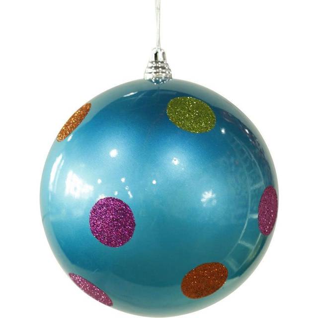 Vickerman M120412 8 in. Turquoise Candy Polka Dot Ball