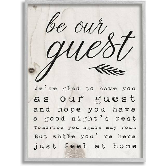 Stupell Industries Be Our Guest Poem Cursive Grey Framed Wall Art  16 x 20  Design by Artist Daphne Polselli