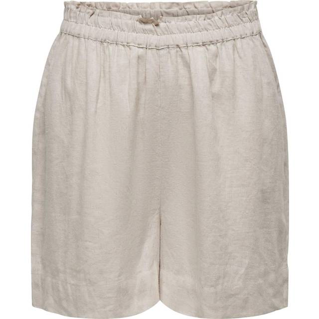Women's high-waisted linen blend shorts Only Tokyo - Rose
