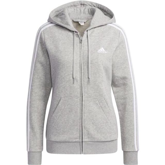 adidas Womens Essentials FullZip Hoodie  Medium Grey HeatherWhite  Large