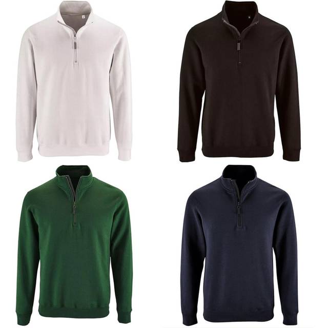 SOLS Mens Stan Contrast Zip Neck Sweatshirt (Bottle Green)