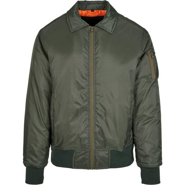 Build Your Brand Mens Collared Bomber Jacket M mörk olivgrön färg