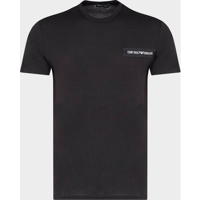 Emporio Armani, Topp, Herr, S, Bomull, Svart Lyocell Bomull T-shirt för Män - black (S)
