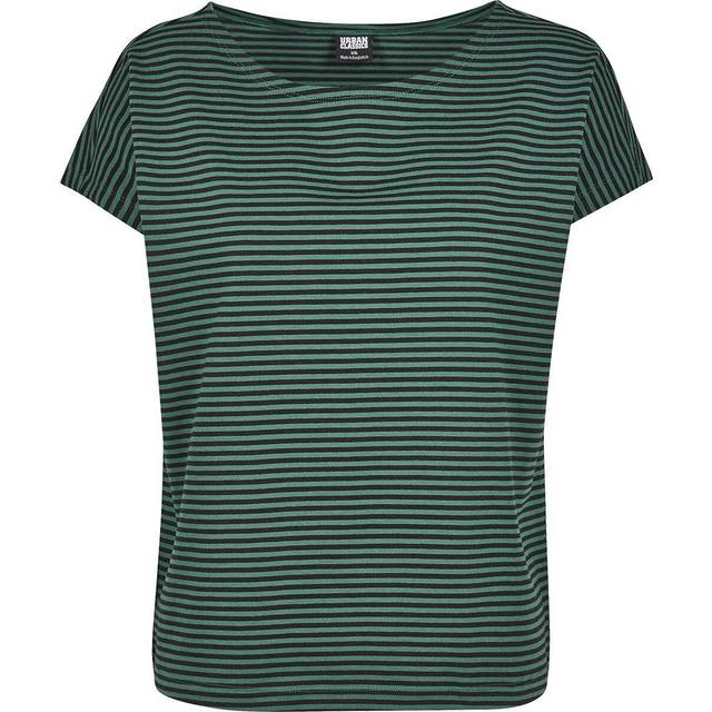 Urban Classics Dam Ladies Yarn Dyed Baby Stripe T-shirt, Flerfärgad (mörkgrön/svart 02055), 5XL