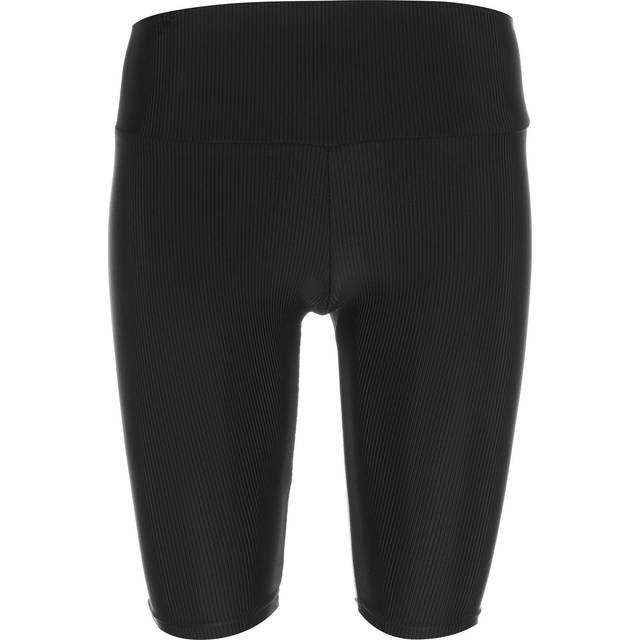 Urban classics damen shorts ladies high waist shiny rib cycle shorts black