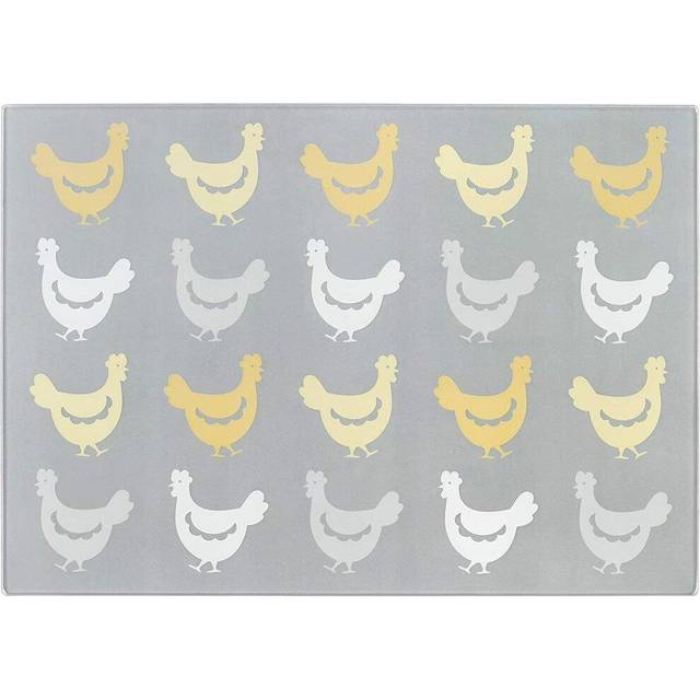 Hens Design Glass Work Top Toughened Glass Non Slip Food Chopping Cutting Board