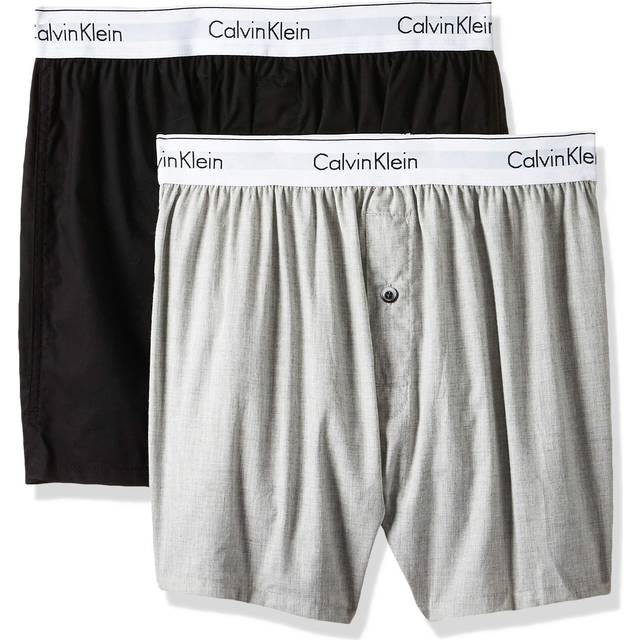 Calvin klein men's boxers slim fit modern cotton stretch grey/black 2 pack