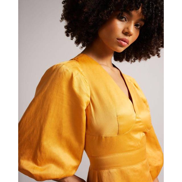 Ted Baker Topstitch Linen-Blend Mini Dress